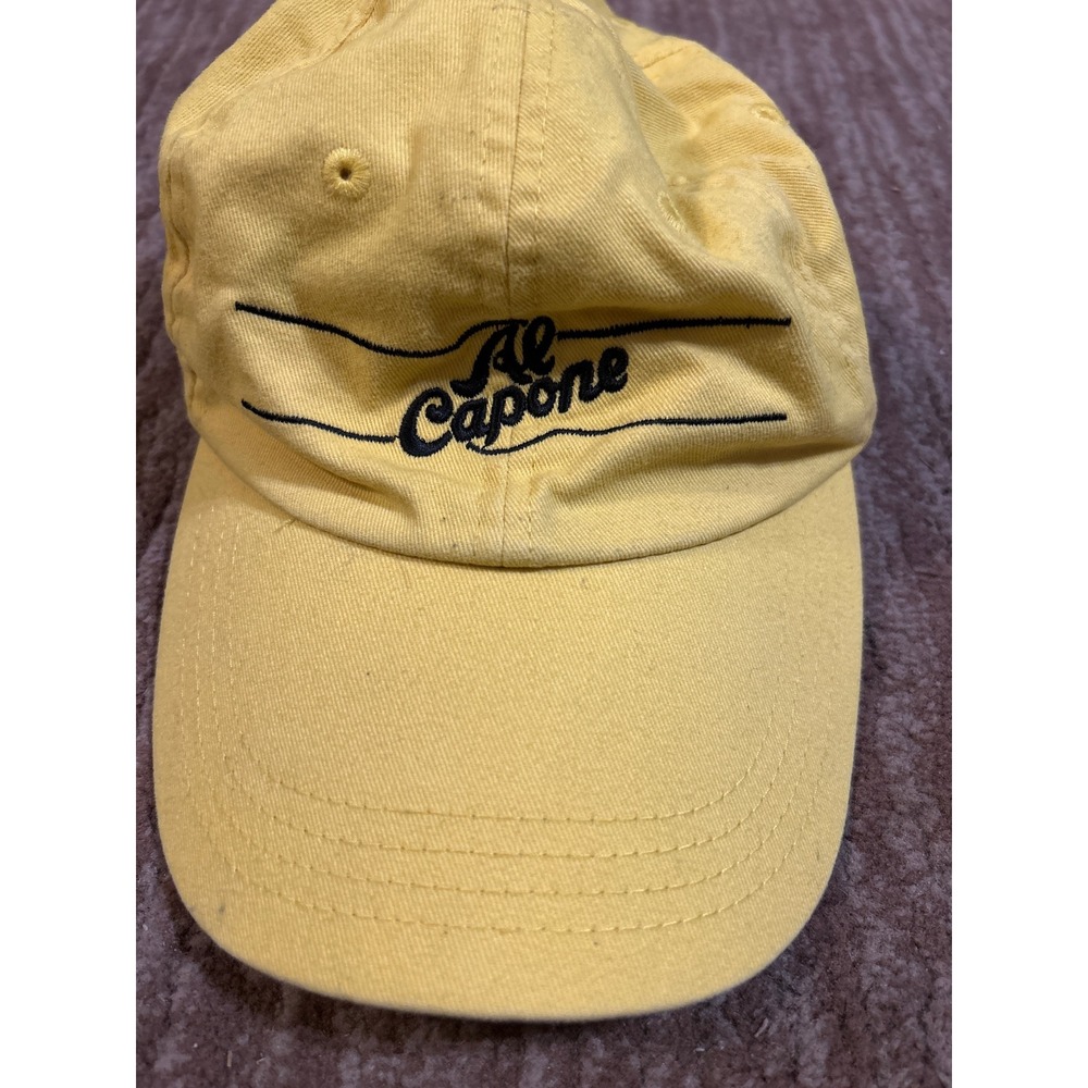 Vintage Al‎ Capone Cigar Embroidered Hat Novelty Baseball Cap Yellow Adjustable